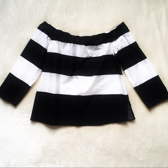 Zara Tops - Zara Off the Shoulder Black/White Stripe Blouse